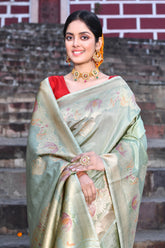 Banarasi Handloom Saree With Exquisite Meenakari Border